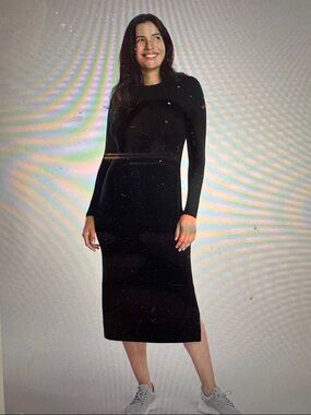 Long Sleeve Black Midi Knit Dress